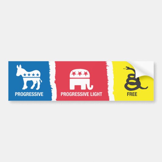 Progressief, progressief, licht, vrij bumpersticker (Voorkant)