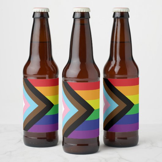 Progressieve LGBTQIA-vlag Bier Etiket (Flessen)