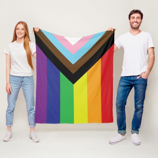 Progressieve LGBTQIA-vlag Fleece Deken (In situ)