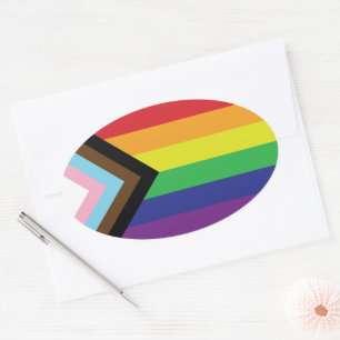 Progressieve LGBTQIA-vlag Ovale Sticker