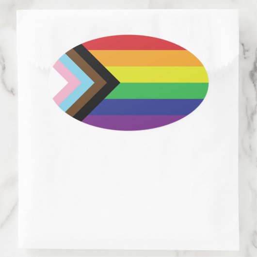 Progressieve LGBTQIA-vlag Ovale Sticker (Tas)