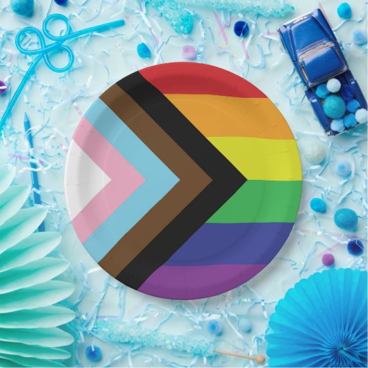 Progressieve LGBTQIA-vlag Papieren Bordje (Feest)