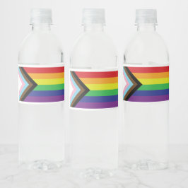 Progressieve LGBTQIA-vlag Waterfles Etiket
