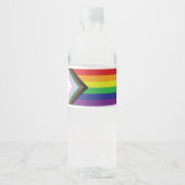 Progressieve LGBTQIA-vlag Waterfles Etiket (Voorkant)