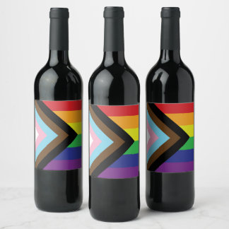 Progressieve LGBTQIA-vlag Wijn Etiket