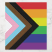 Progressieve LGBTQIA-vlag Wijn Etiket (Enkel label)