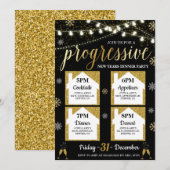 Progressieve Nieuwjaar Dinner Party Uitnodiging (Voorkant / Achterkant)
