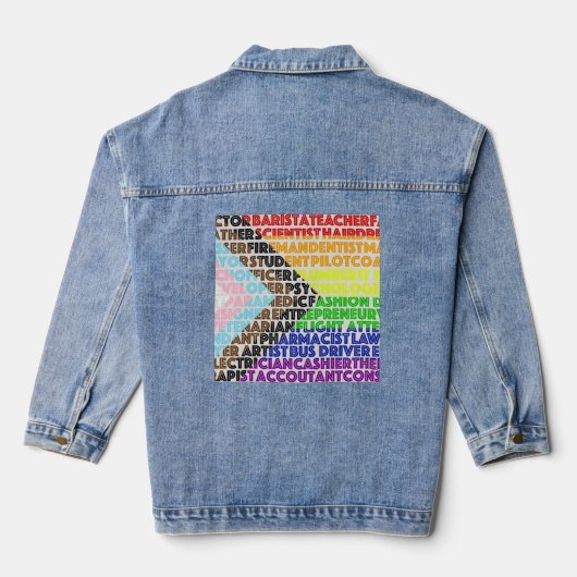 Progressieve Rainbow Flag LGBT Gay Script Denim Jacket (Achterkant)