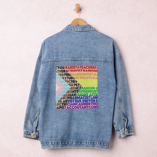 Progressieve Rainbow Flag LGBT Gay Script Denim Jacket (Hangar)