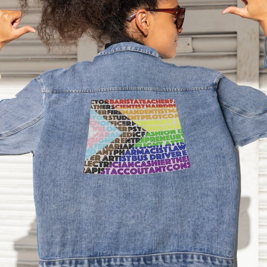 Progressieve Rainbow Flag LGBT Gay Script Denim Jacket