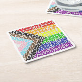 Progressieve Rainbow Flag LGBT Gay Script Kartonnen Onderzetters (Schuin)