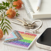 Progressieve Rainbow Flag LGBT Gay Script Sleutelhanger (Voorkant Rechts)