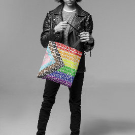Progressieve Rainbow Flag LGBT Gay Script Tote Bag
