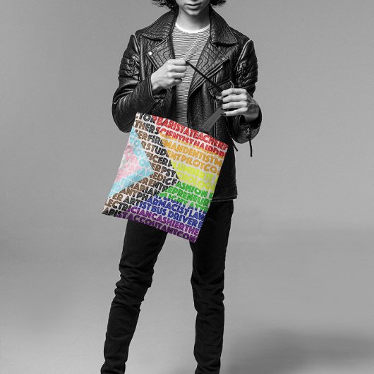Progressieve Rainbow Flag LGBT Gay Script Tote Bag