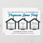 Progressieve uitnodiging voor een diner in de buur (Voorkant / Achterkant)