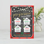 Progressieve Vakantie Diner Party Uitnodiging (Staand voorkant)