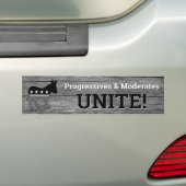 Progressieven & Gemiddelden VERENIGEN ZICH! Bumpersticker (Op auto)