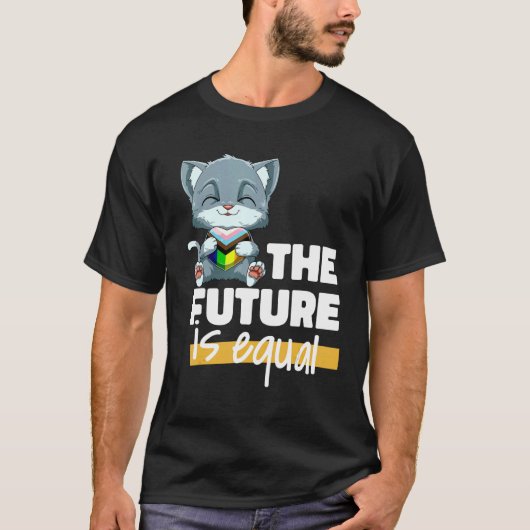 Progressiv Pride Cat Transgender Genderqueer T-shirt (Voorkant)