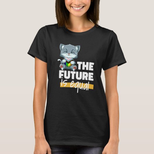 Progressiv Pride Cat Transgender Genderqueer T-shirt (Voorkant)