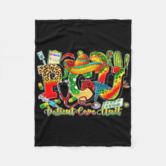 Progressive Care Unit PCU Cinco de Mayo Mexicaanse Fleece Deken (Voorkant)