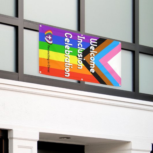 Progressive PRIDE Vlag Banner - Verticaal (Buitenkant Gebouw)