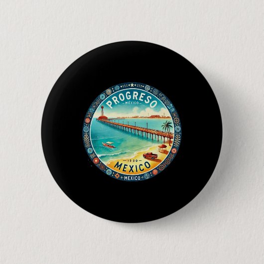 Progresso Mexico Cruise Bestemming Ronde Button 5,7 Cm (Voorkant)