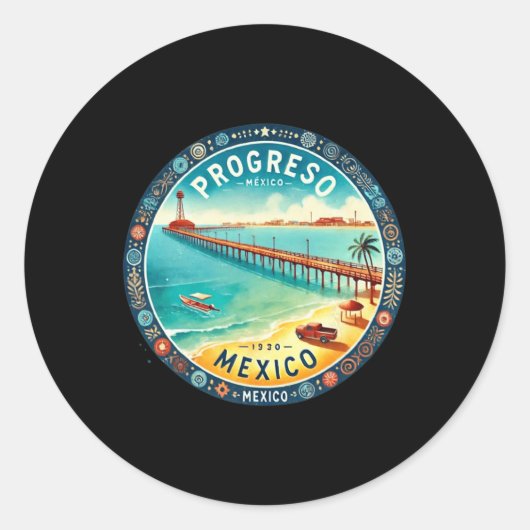Progresso Mexico Cruise Bestemming Ronde Sticker (Voorkant)