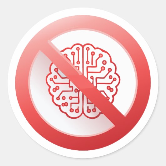 Prohibition sign of using artificial intelligence ronde sticker (Voorkant)