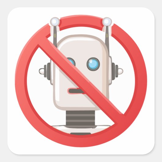 Prohibition sign of using artificial intelligence vierkante sticker (Voorkant)