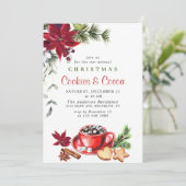 Proinsettia kerstkoekjes en cacaofeestdag kaart (Staand voorkant)