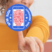 Project 2025 'Stem blauw - red democratie!' QR-cod Ronde Sticker