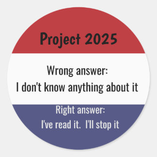 Project 2025 - Verkeerd antwoord Ronde Sticker