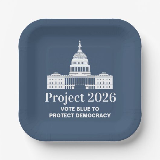 Project 2026 Stem voor Democratie Papieren Bordje (Voorkant)