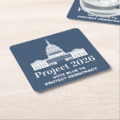 Project 2026 Vote for Democracy Kartonnen Onderzetters (Schuin)