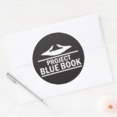 Project Blauw boek Ronde Sticker (Envelop)