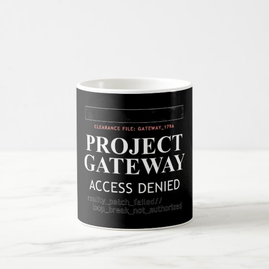 Project Gateway - TOEGANG GEWEIGERD - Reality Glit Koffiemok (Center)