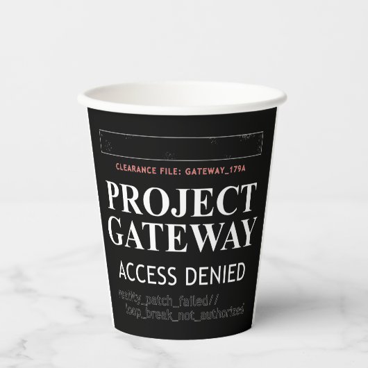 Project Gateway - TOEGANG GEWEIGERD - Reality Glit Papieren Bekers (Voorkant)