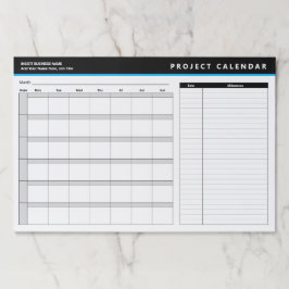 Project Management Calendar Template Paper Pad