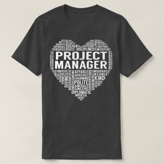Project Manager Heart T-shirt (Design voorkant)