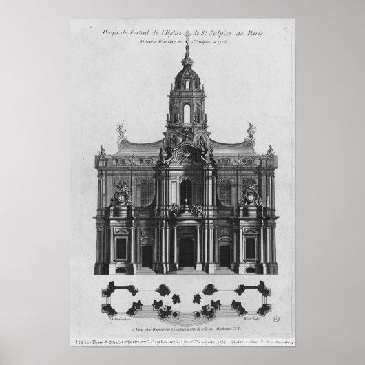Project voor de kerk van Saint-Sulpice Poster (Voorkant)