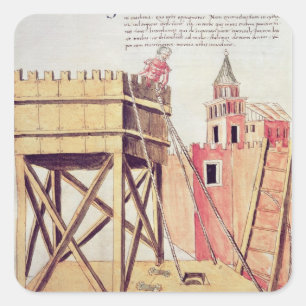 Project voor een siege-toren vierkante sticker