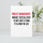 Projectbeheer waar 'kritisch pad' niet is bedankkaart (Staand voorkant)