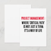 Projectbeheer waar 'kritisch pad' niet is bedankkaart (Voorkant / Achterkant)