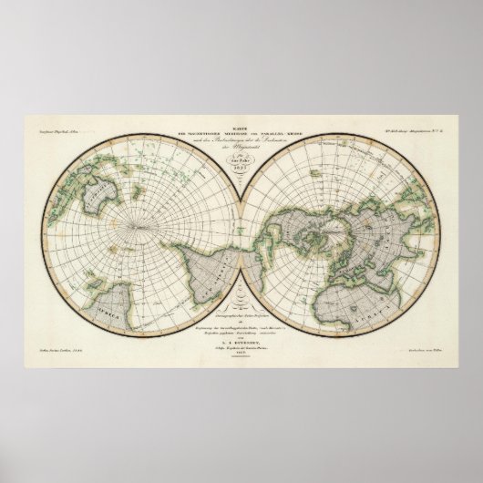 projection showing magnetic declination poster (Voorkant)