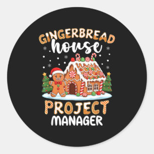 Projectleider kersthuis van gemberkoek Kerstkoek Ronde Sticker