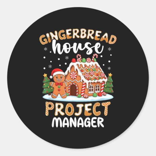Projectleider kersthuis van gemberkoek Kerstkoek Ronde Sticker (Voorkant)
