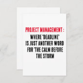 Projectmanagement Waar 'deadline' gewoon een ander Bedankkaart (Voorkant / Achterkant)