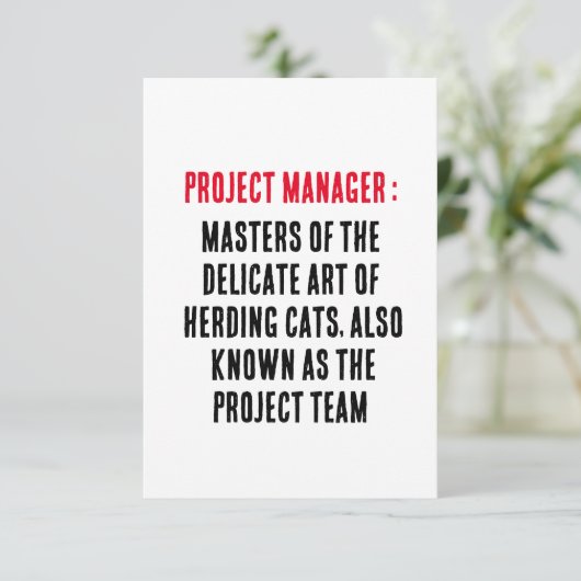 Projectmanager Meesters van de delicate kunst van  Bedankkaart (Staand voorkant)