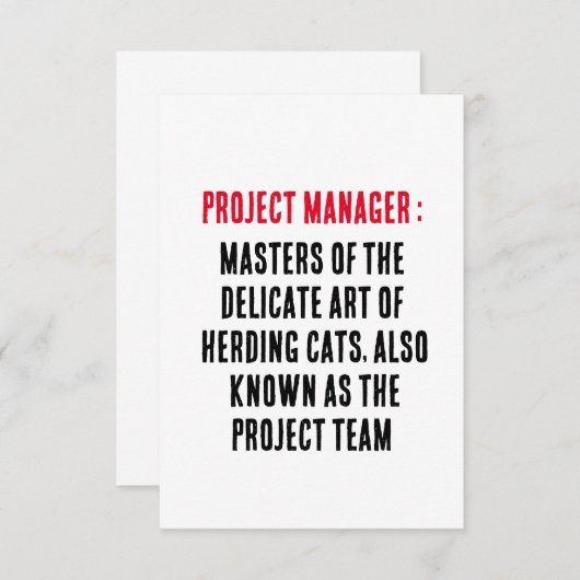 Projectmanager Meesters van de delicate kunst van  Bedankkaart (Voorkant / Achterkant)