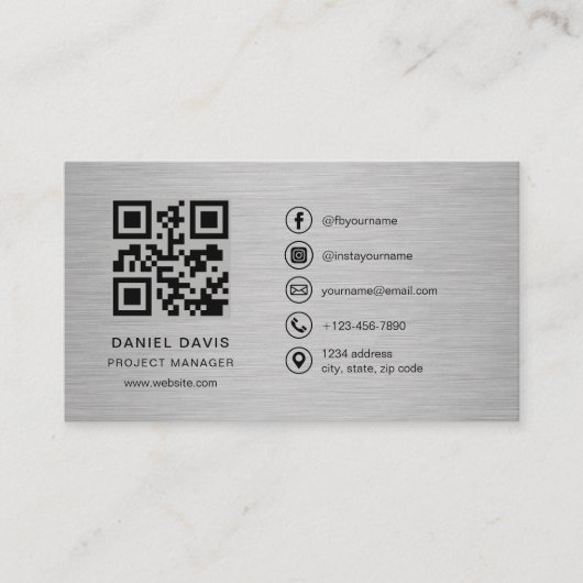 Projectmanager Metaal QR Code Visitekaartje (Voorkant)